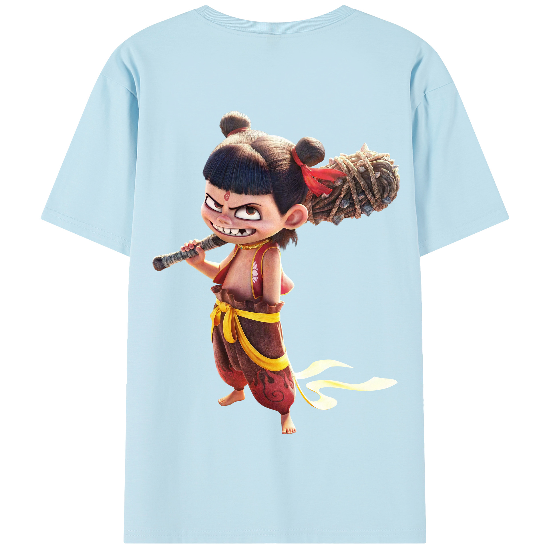 （画像用） Ne Zha 2 ナタ 魔童の大暴れ 綿100％半袖Tシャツ（背面プリント）